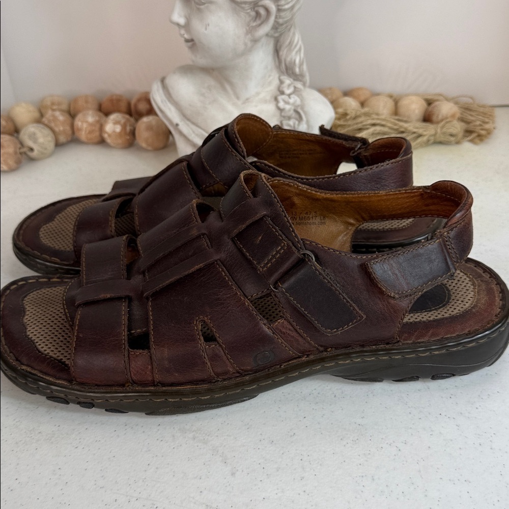 Born Sandals Mens 13 Brown Leather Fisherman Open Toe Comfort